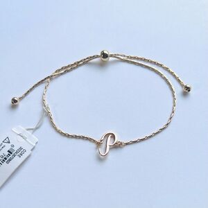 Crown & Ivy Gold Tone‎ Letter P Adjustable Bracelet NWT